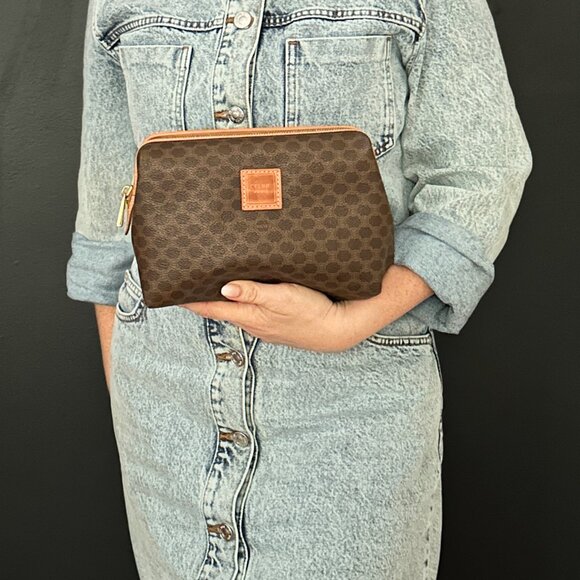 Vintage Celine Brown/Tan Macadam Cosmetic Bag and Clutch - Picture 6 of 6